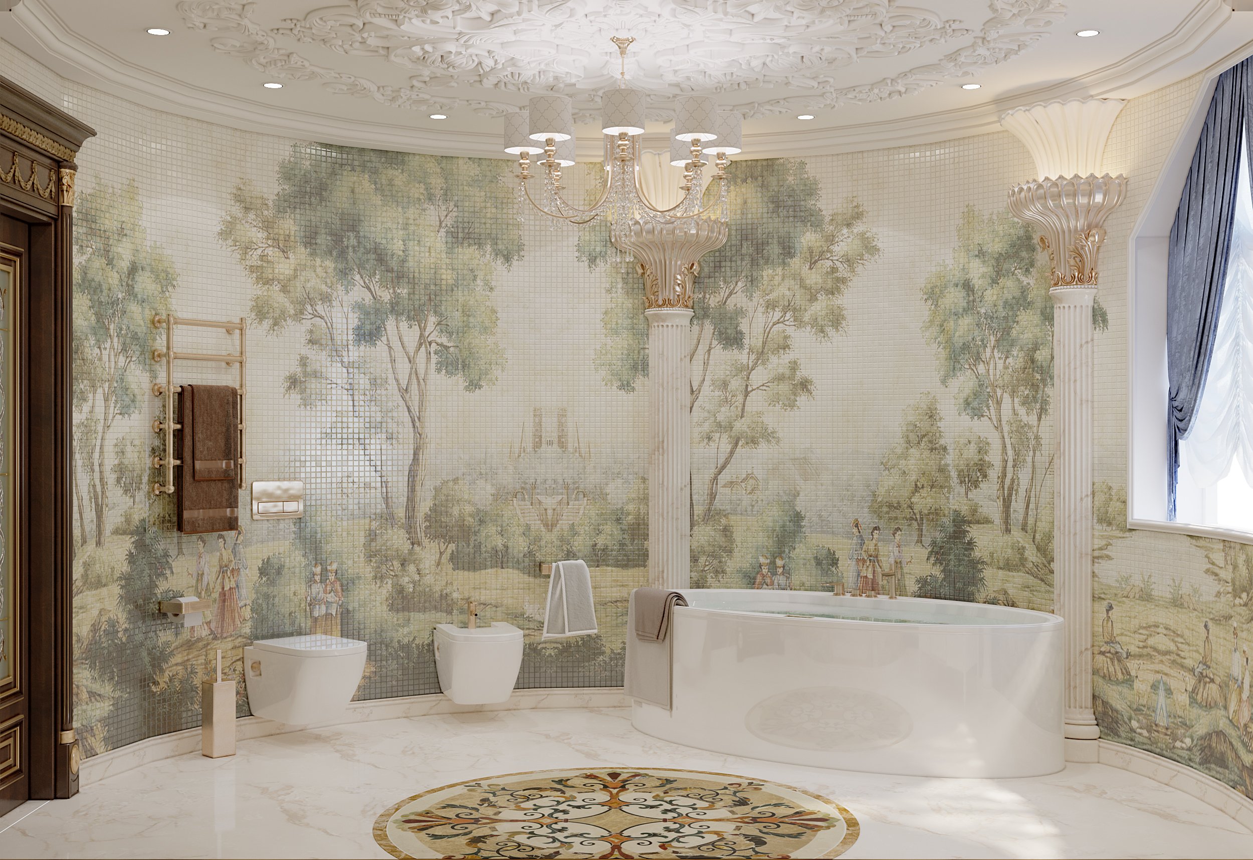 Роскошная Ванная хозяев в классическом стиле, Antonovych Design