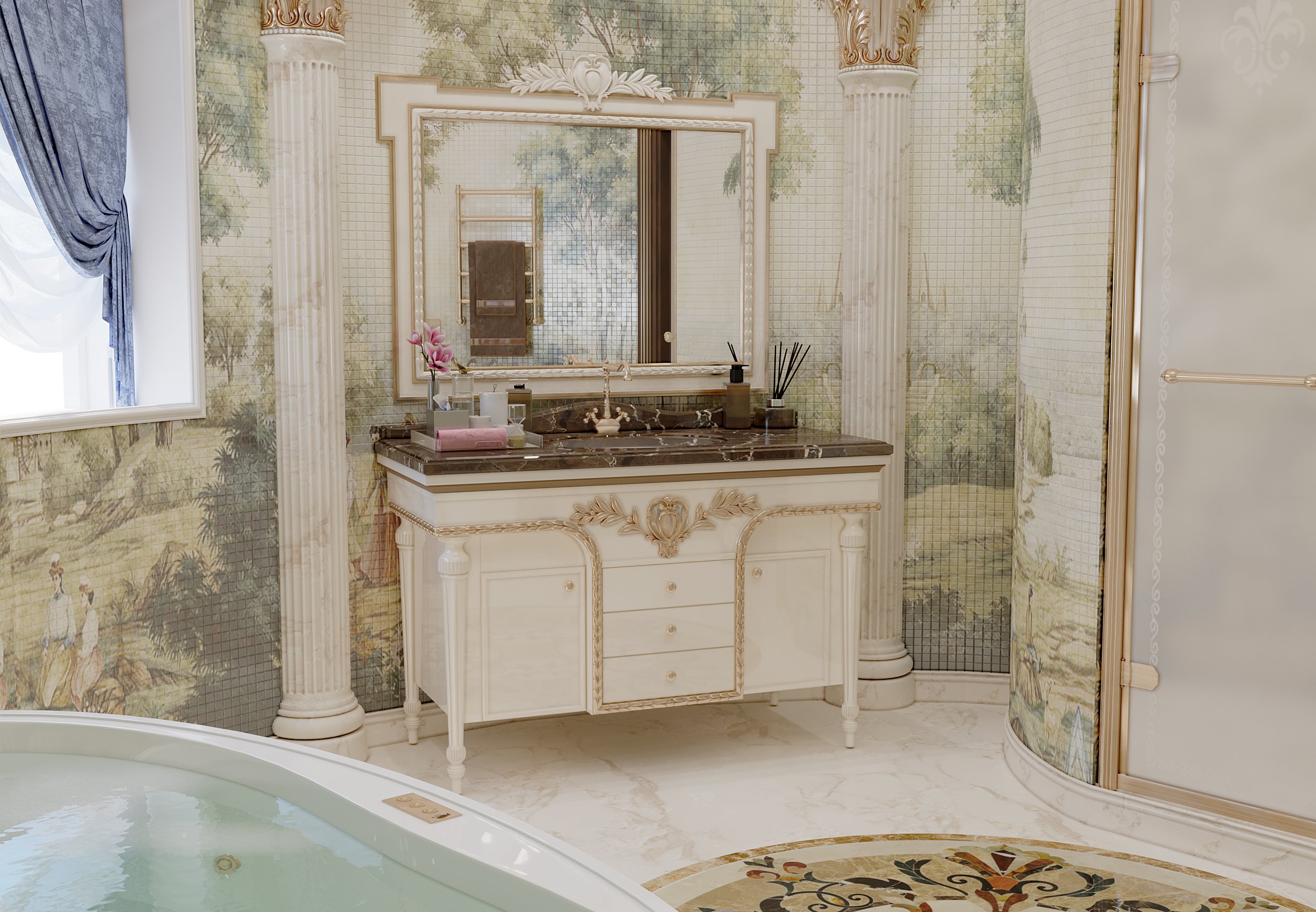 Стильная Ванная хозяев в классическом стиле, Antonovych Design
