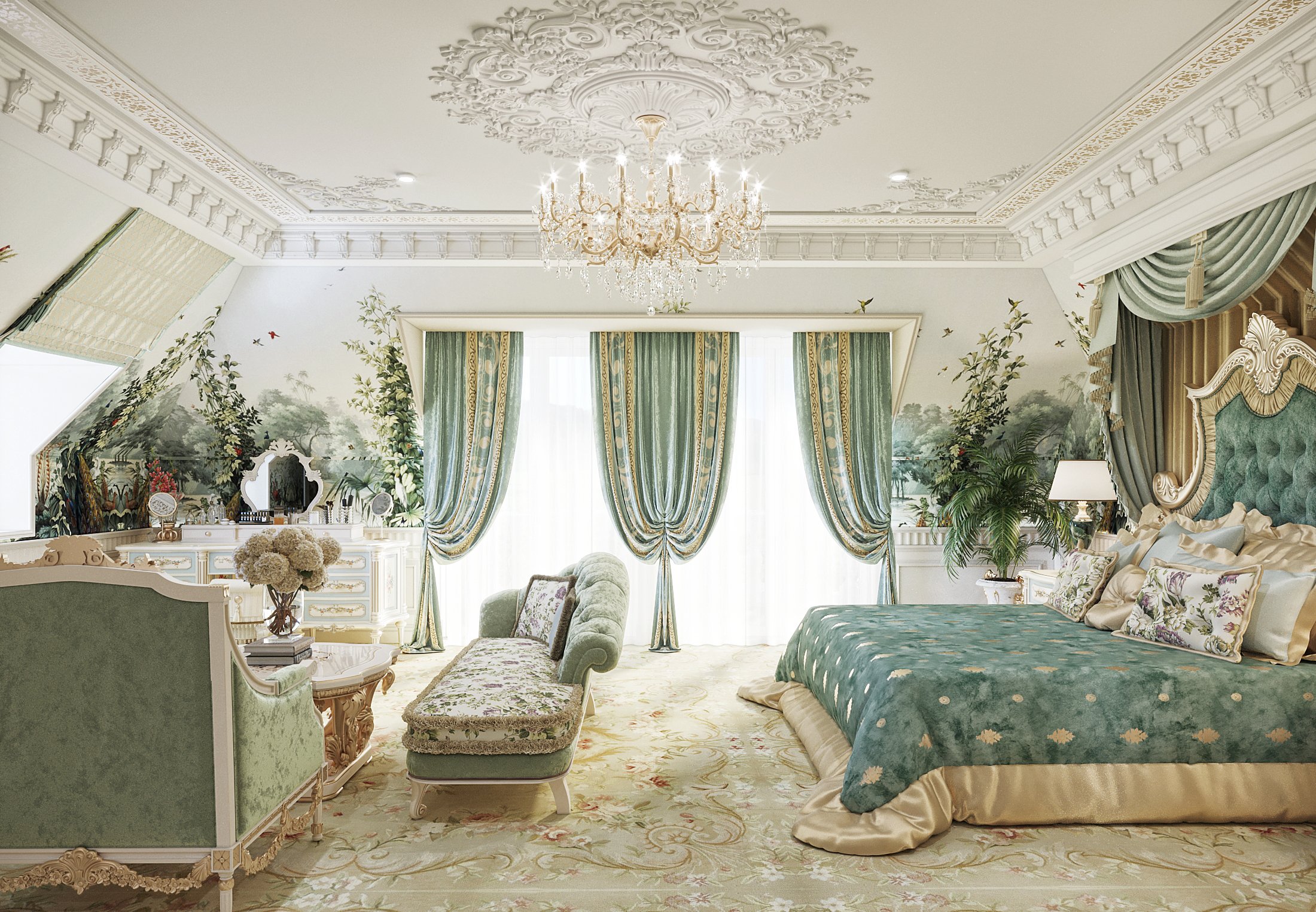 Элегантная Спальня в классическом стиле, Antonovych Design