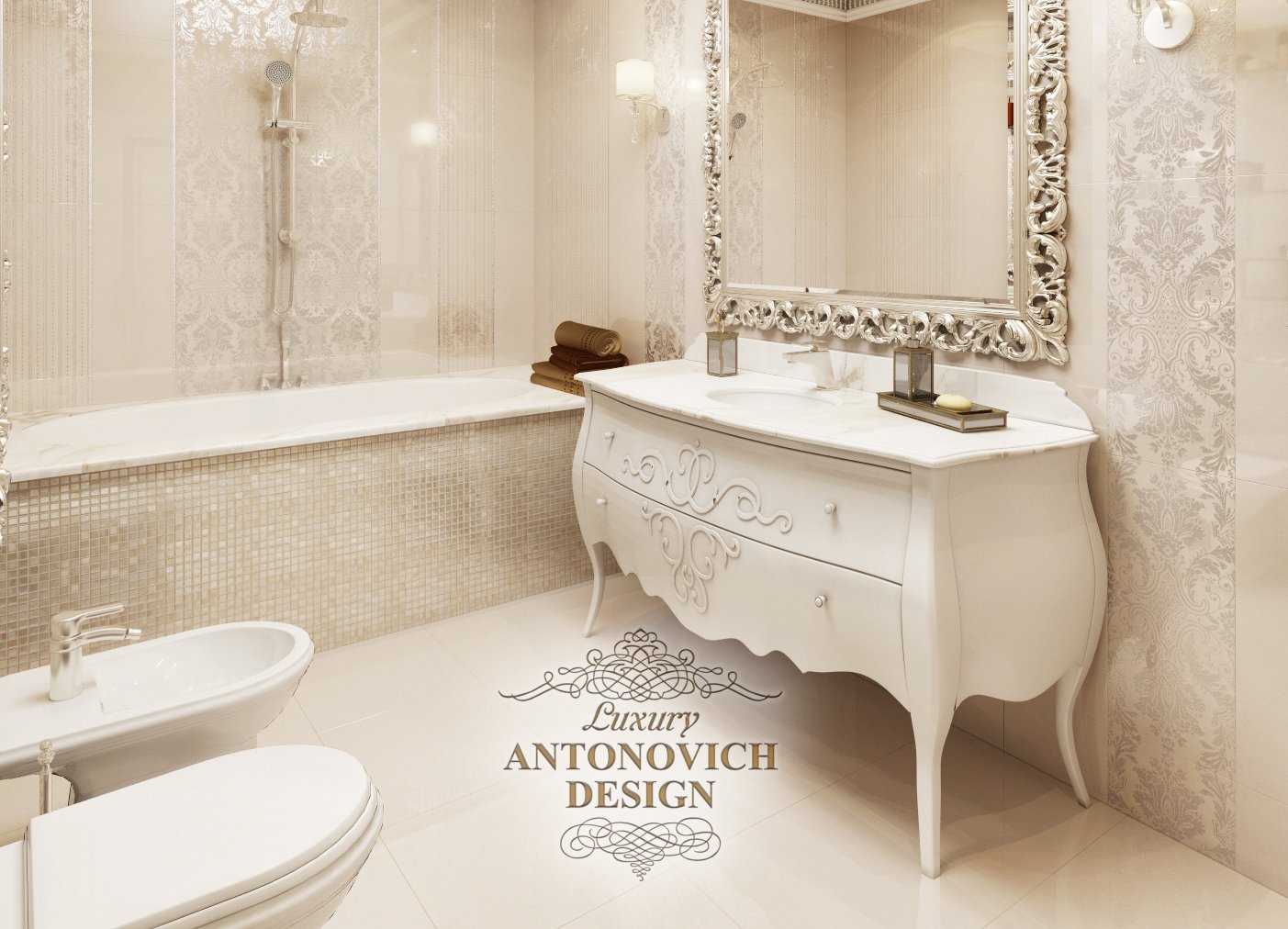 Роскошная ванная в классичеком стиле от Антонович Дизайн