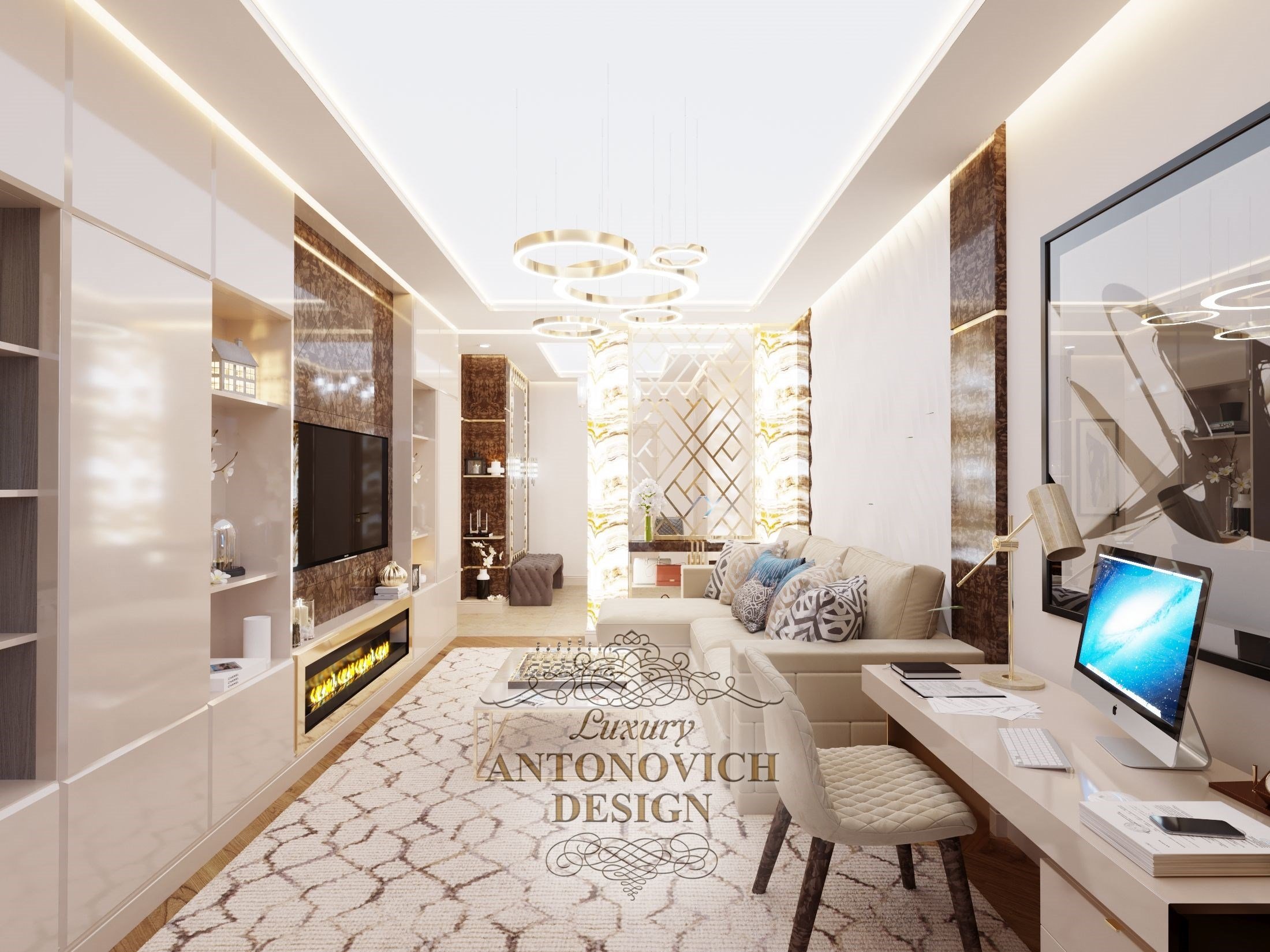 Дизайн гостиной в ЖК Австрийский Квартал (Астана) от дизайн студии Antonovych Design