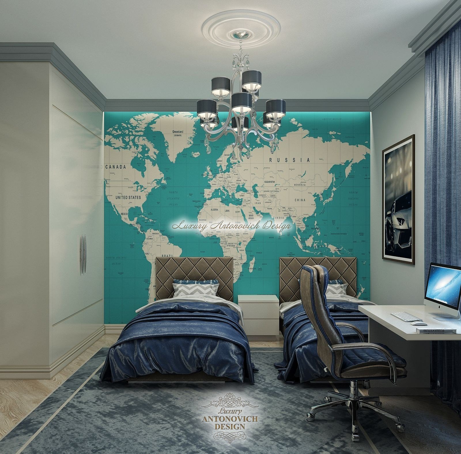 Неоклассический дизайн интерьера спальни ЖК Сулу Астана