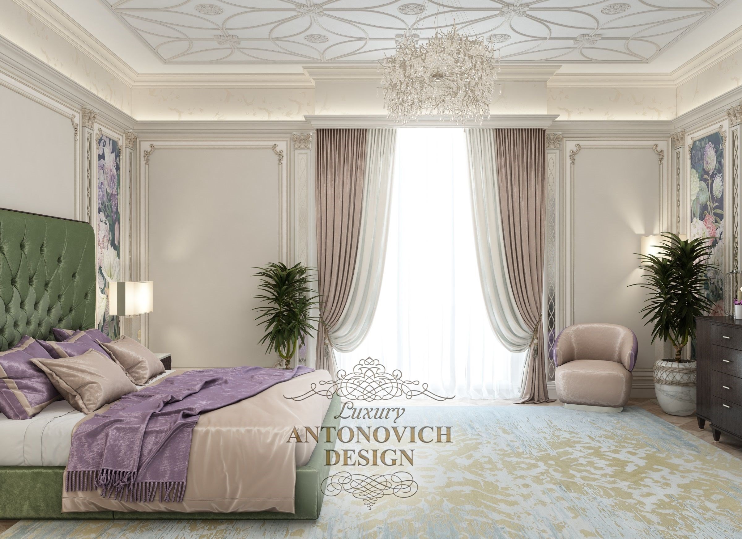 Элегантная спальня в стиле неоклассика ЖК BAISANA Астана