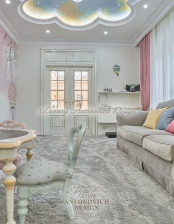 Дизайн интерьера спальни дочери в стиле новая классика, квартира в Астане