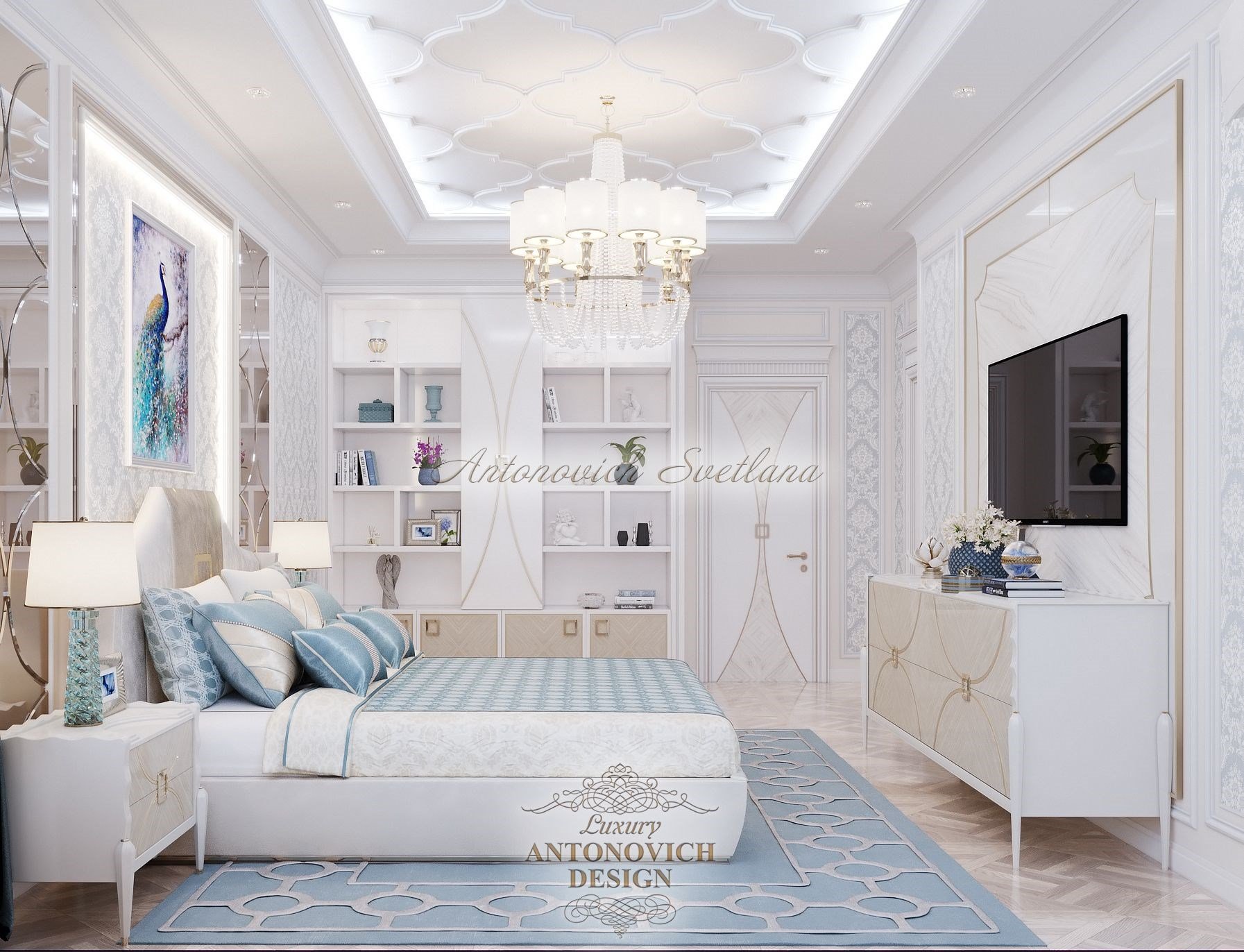 Изысканный интерьер гардероба в стиле неоклассика, Квартира в ЖК Солнечная Ривьера, Киев