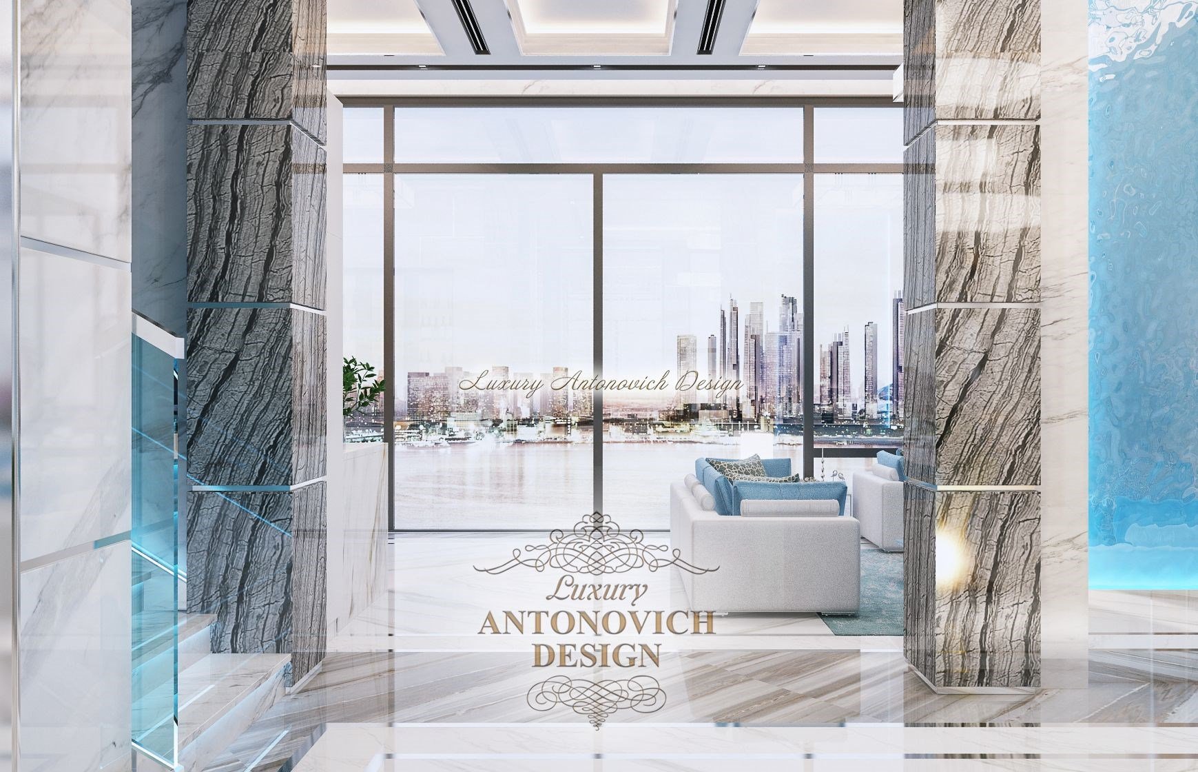 Современный дизайн интерьера спальни пентхауса в Дубае