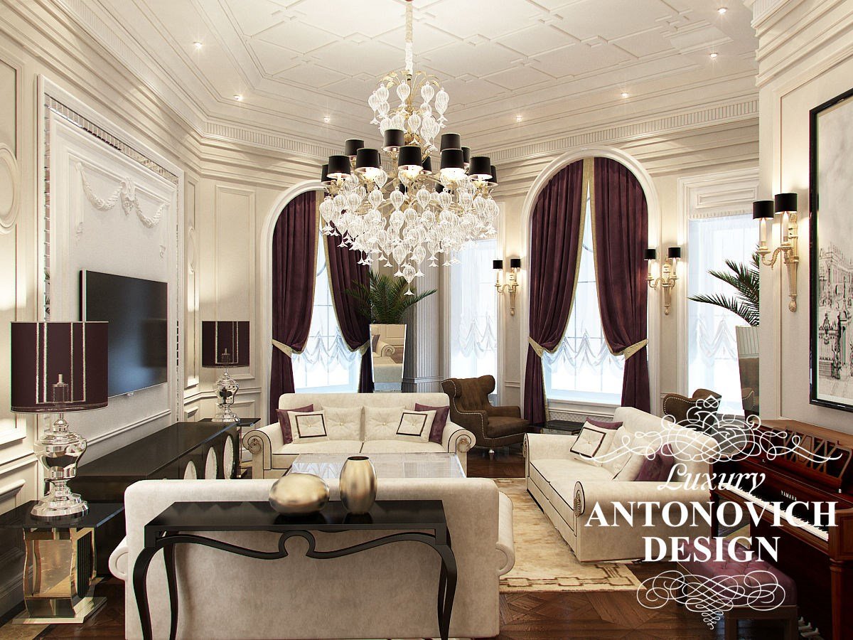 Элитный дизайн проект виллы с роскошным холлом в стиле современная классика от студии дизайна в Астане Antonovych Design