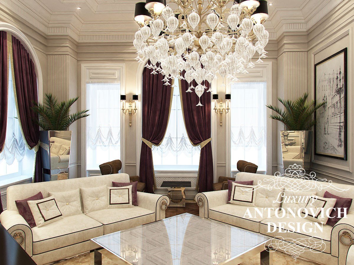 Элитный дизайн проект виллы с роскошным холлом в стиле современная классика от студии дизайна в Астане