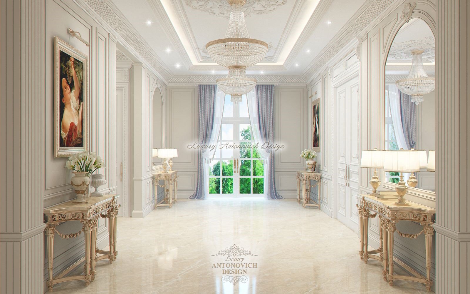 Эксклюзивный дизайн интерьера гостевой спальни Зарины в стиле современная классика особняка в Нур-Султане