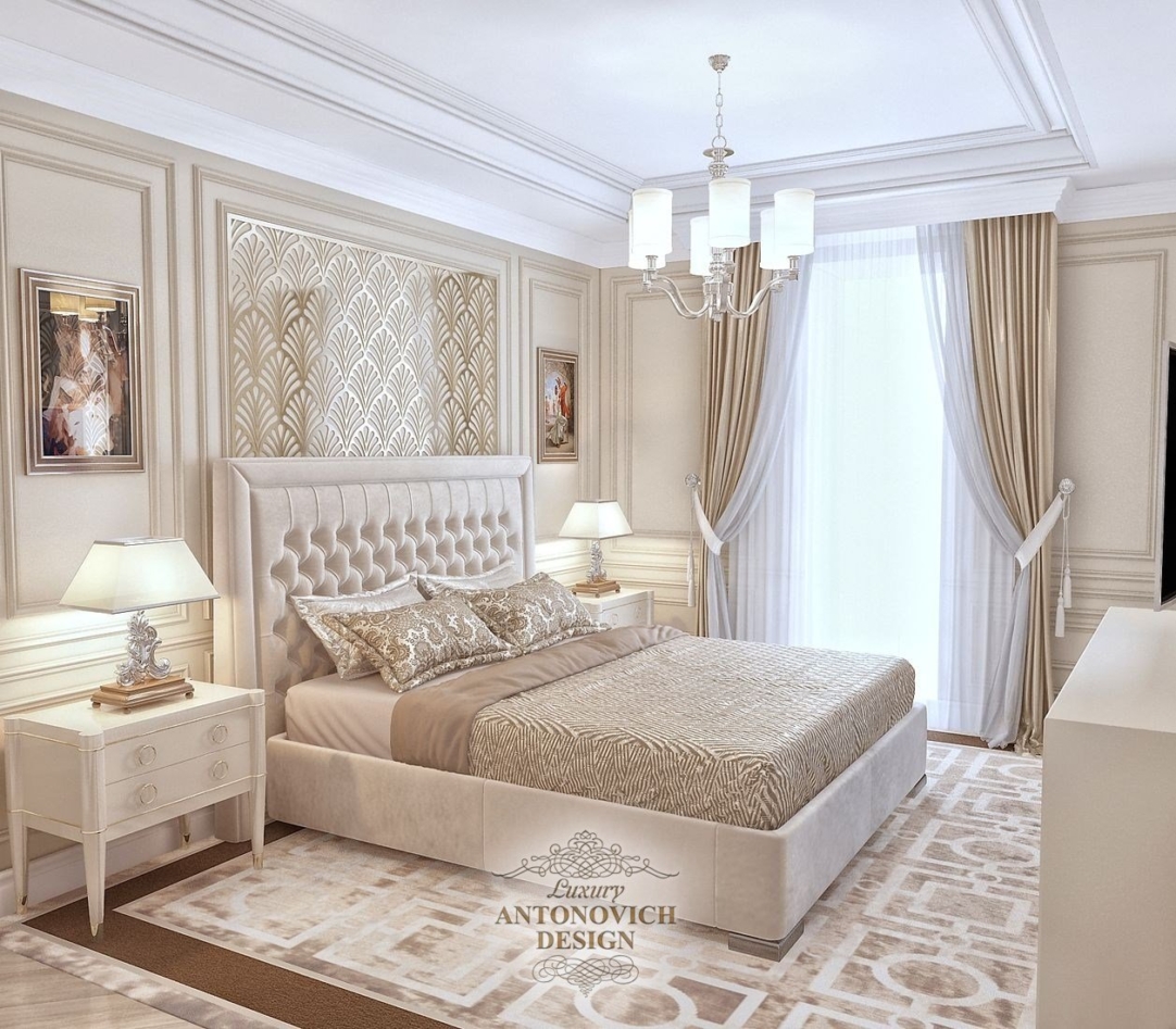 Дизайн спальни с камином
