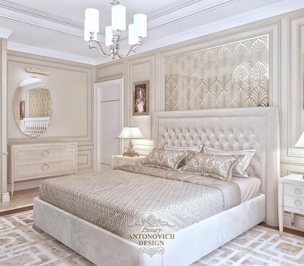 Роскошный Дизайн спальни с камином