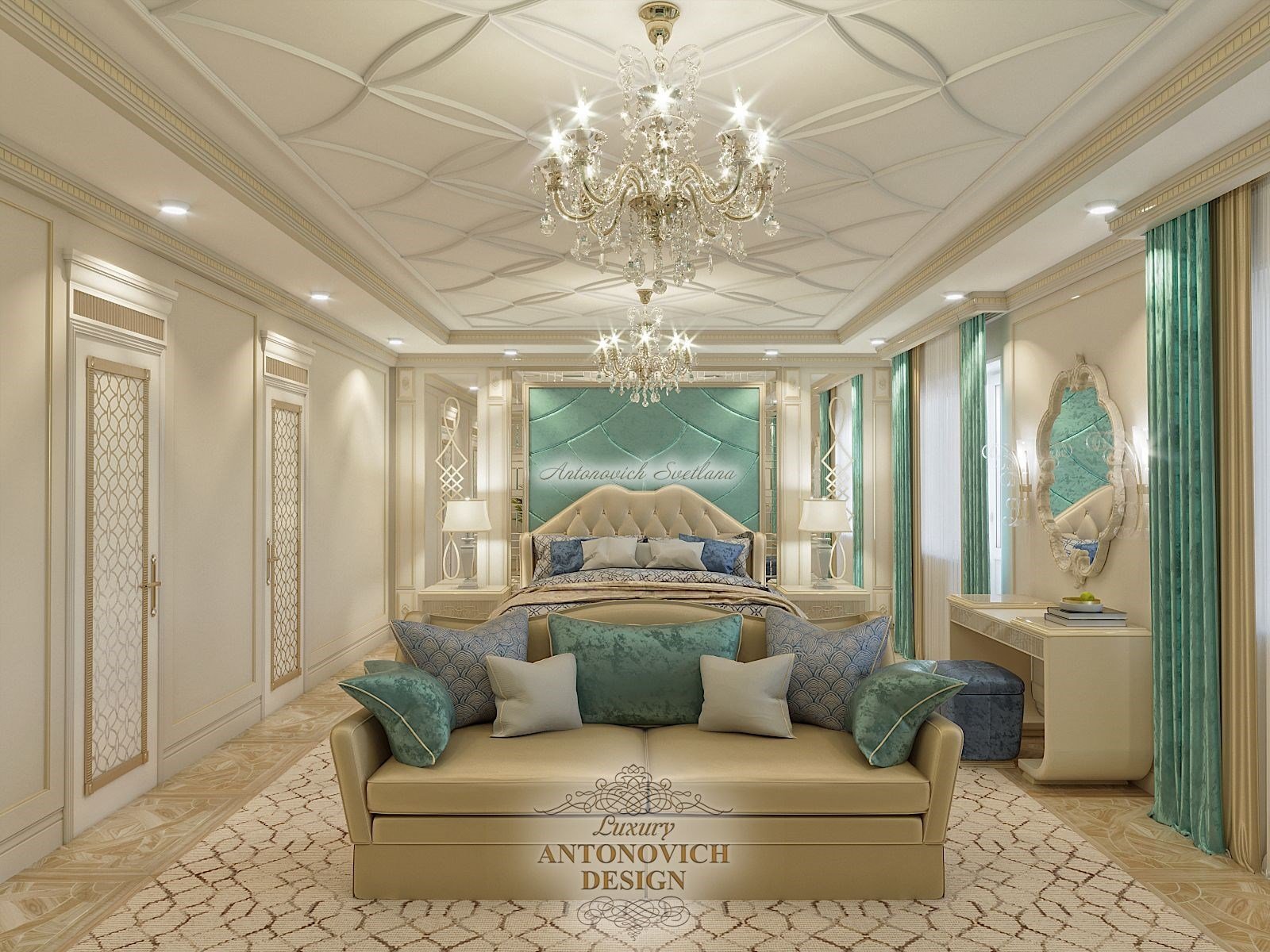 Изысканная спальня хозяйская, элитные апартаменты в Атырау