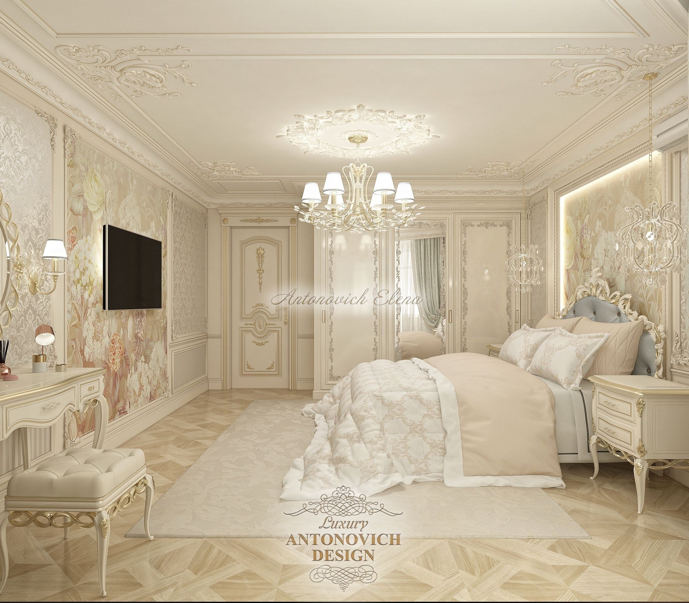 Респектабельная спальня в классическом стиле. Квартира в ЖК Симфония Набережных, Москва