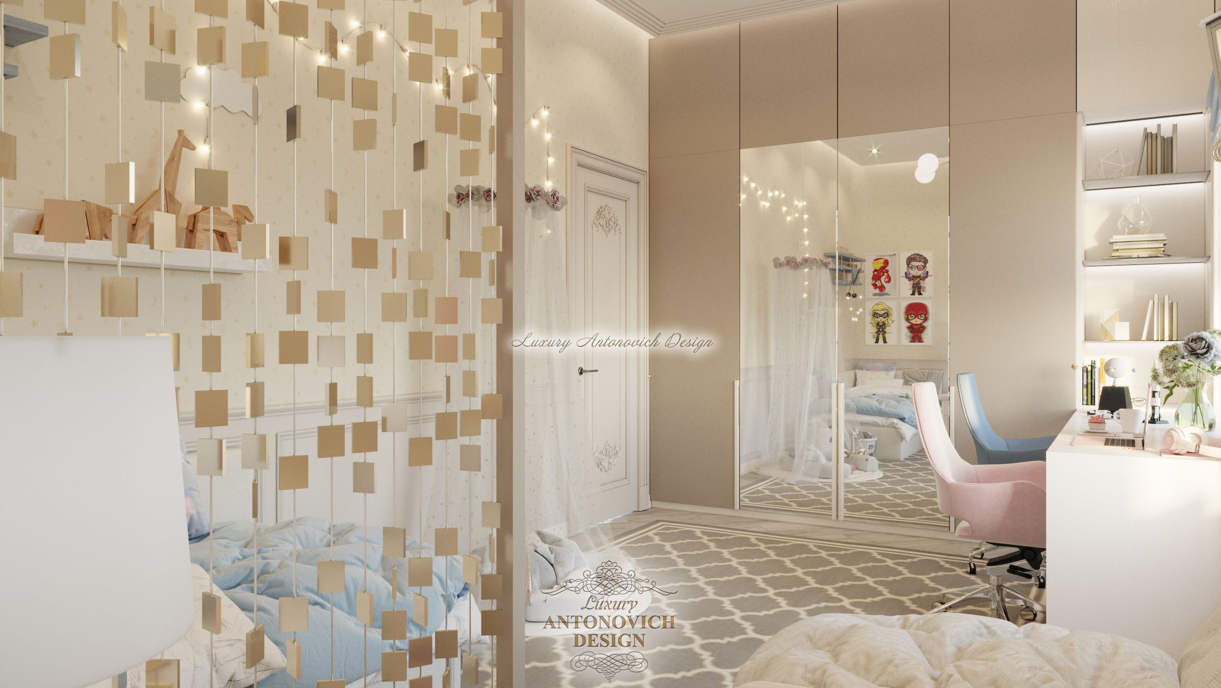 Элегантный интерьер Детская спальня (7) квартира в Праге, Antonovych Design