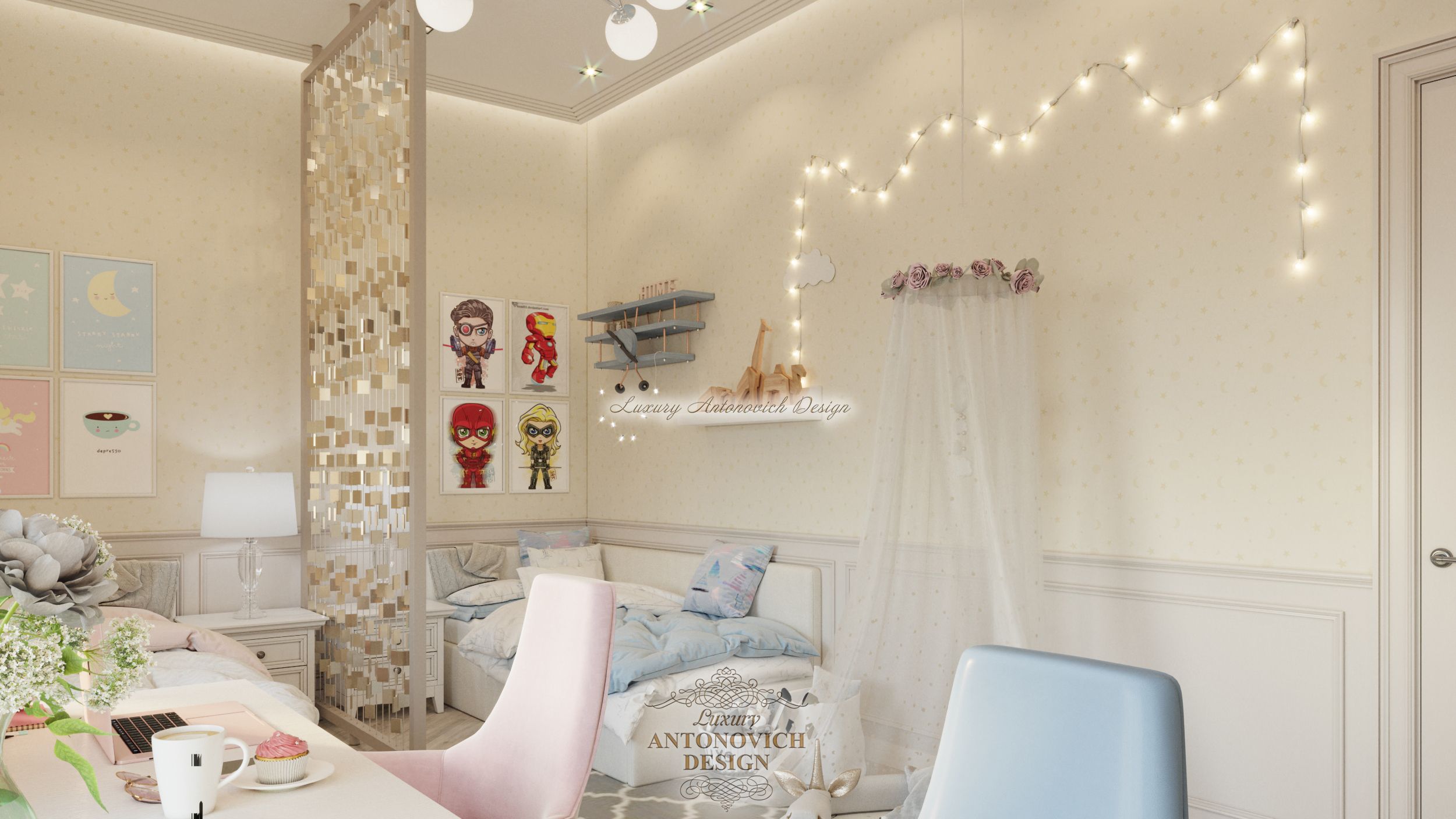 Дизайн интерьера Детская спальня (8) квартира в Праге, Antonovych Design